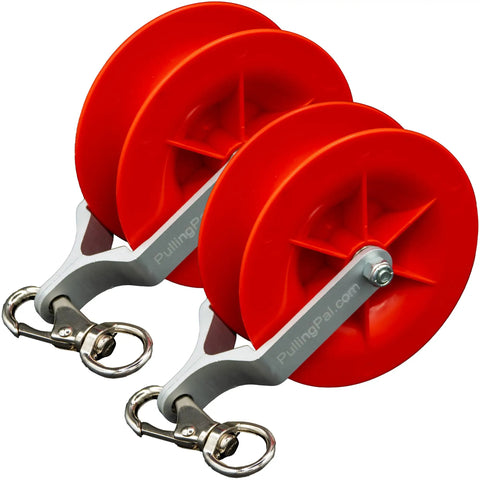 Pro Grade Low Voltage Cable Pulley for Long Runs and 90 Degree Bends, ABS roller, clip attached, front side view.
