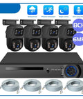 Keep Your Backyard And Driveway Locked Down With This Heavy Duty 8Ch Poe Security Camera Surveillance Nvr Kit Featuring 6Mp Dual Lens Outdoor Ip Cameras And Smart Human Detection showing 8-channel NVR and four 6MP IP cameras.