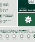 Diagram showing specifications of 42 Inch Mulching Mower Blades Replacement Set 2 Pack For 42 Inch Deck Lawn Tractors And Gators AM141033 GX22151 GY20850