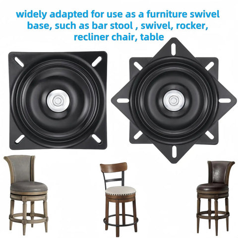 Heavy Duty 6 Inch Swivel Plate For Chairs And Bar Stools 360 Degree Spin shown with bar stool chairs 2 Pack Replacement Swivel Bases