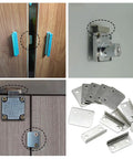 Heavy Duty Nickel Plated Drawer Stopper Set L Shaped And Straight Cabinet Back Braces Rust Proof showing various angles and mounting examples.
