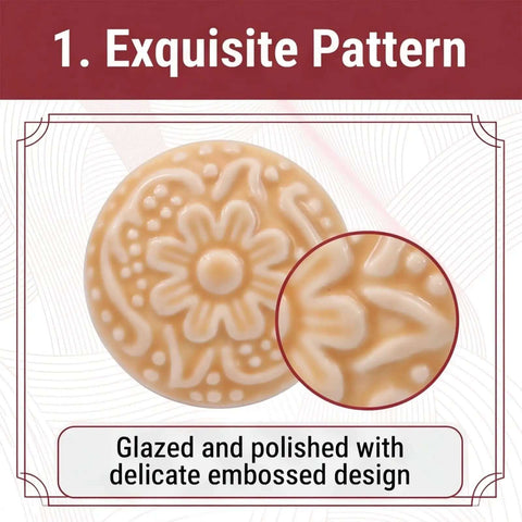 Close-up of floral pattern on 10 Pack Ceramic Knob Set With Floral Pattern Vintage Style Drawer Pulls For Cabinets And Dressers.