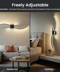 Cordless Battery Operated Wall Sconces Set Of 2 With 10000mah Power Bank 31.5 Inch Black LED Light, shown in horizontal and vertical angles.