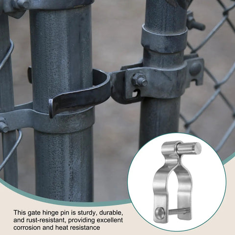 Chain Link Fence Gate Hinge Set 2 Pack 304 Stainless Steel Heavy Duty Hinges on 2 3/8 Inch Post in Backyard Setting