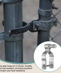 Close-up of Heavy Duty Chain Link Fence Gate Hinges Kit Fit One And Five Eighths Inch Gate Two Sets 304 Stainless Steel Rust Proof
