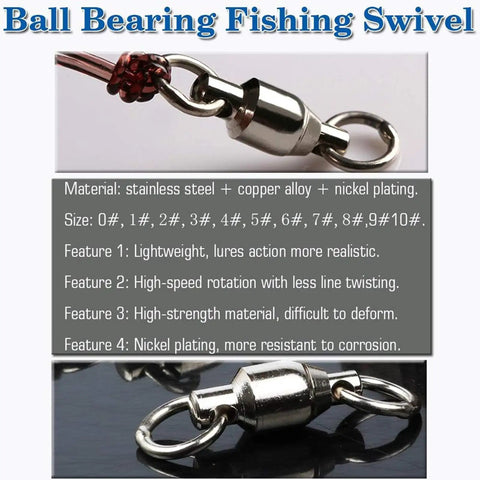 Built Tough Heavy Duty High Strength Ball Bearing Barrel Swivels Connector With Stainless Steel Welded Rings For Saltwater And Freshwater Fishing 25pcs 44lbs, size 0-10