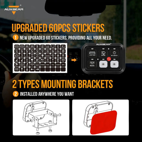 Slick 6 Gang Touch Control Switch Panel With Automatic Dimmable LED Backlight And Built In Relay System For Car Truck Jeep SUV Boat UTV Wiring Hella Smooth Upgrade Your Ride Today with upgraded stickers and mount options.