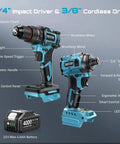 Cordless Drill And Impact Driver Combo Kit For DIY Home Projects With Brushless Motors, 0 To 3250 RPM, 0 To 3450 IPM, 1950 In Lbs Torque, Four Speed Settings, Three Scene Modes, And A Three Eighths Inch Driver Drill with 21V 4.0Ah battery
