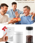 Family celebrating with the Automatic Vacuum Coffee Canister Keeps Your Daily Brew Stash Hella Fresh For Months, showcasing coffee beans.