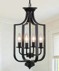 10.63 Inch Black Farmhouse Chandelier With Four Lights Modern Industrial Lantern Pendant Light Fixture for dining room