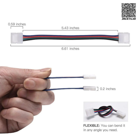 10 Pack 5050 3528 RGB LED Light Strip Connectors With 4 Pin 10mm Wide Solderless Strip To Strip Jumper Angle Connector in use