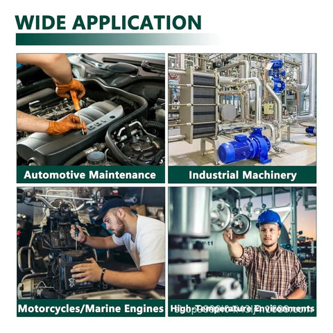 Wide application of 600 Piece Aluminum Crush Washer Set DIN2690 in automotive, industrial, motorcycle, and high-temperature environments.