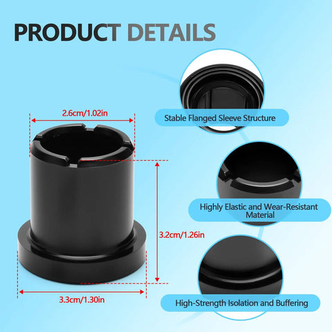 Eight Piece Heavy Duty Suspension Bushing Kit For John Deere Gator Upper Lower Control Arm Flanged Sleeve Isolators Replaces M158746 stable black flanged sleeve with dimensions