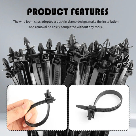 Five Size Car Wire Loom Clips Kit With Push In Design For Storing, Protecting And Tidying Cables, 130Pcs Automotive Cable Clips