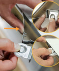Nylon Concave Screen Door Roller Replacement Set With Edge Adjustable Design For Tool Free Fix Of Sticking Sliders in use, demonstrating installation.