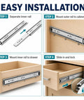 Heavy Duty Stainless Steel Drawer Slides 500 Lb Capacity Full Extension Rails Side Mount Industrial Grade Built To Haul Heavy Loads With Smooth Quiet Operation 2.5mm Steel Build installation steps on drawer and cabinet