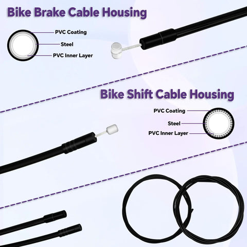 Universal 103Piece Bike Brake Cable Kit With Chromium Vanadium Steel Cable Cutter And Shifter Cables For Mountain And Road Bikes PVC housing