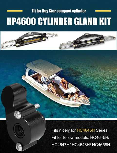 HP4600 Cylinder Gland Kit for BayStar Compact with boat and components, fits HC4645H/HC4647H/HC4648H/HC4658H, saltwater ready