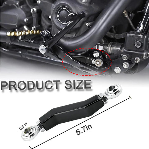 Adjustable Brake Shift Lever Linkage Pushrod For M8 Softail 2018-2025 Bolt On Rear Brake Pedal Height And Angle Adjuster on bike, 5.7in