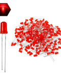 Two Hundred Pcs 5mm Red LED Diodes Kit For Electronics Projects With Diffused Round LED Lights Circuit Components Starter Set.