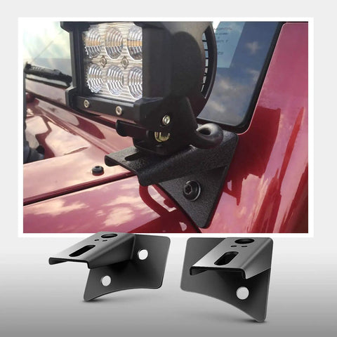 2 Pack Jeep JK A Pillar Windshield Hinge Mount Brackets For Offroad LED Fog Lights And Halogen Work Lights 2007 Through 2017