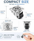 1 Inch Swivel Caster Wheels 8 Pack Mini Furniture Rollers With Self Adhesive Mounts Stainless Steel Nylon Core size and dimensions overview.