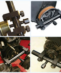 Universal Ribbed Drive Crankshaft Pulley Puller Kit on various engine components