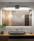 31.5 Inch Dimmable Black Vanity Light Over Mirror With 18W LED And 5CCT Color Temp Adjustments in modern bathroom