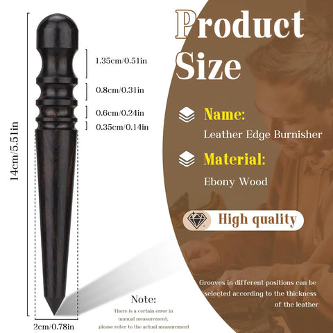 Premium Ebony Wood Leather Edge Burnisher And Manual Polishing Tool For Slick Finishes With Comfortable Grip No Sweat For Crafters, 14 cm size.