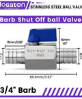 Three Quarter Inch Hose Barb Ball Valve Kit With Stainless Steel Clamps For Heater Hose Shut Off Valve High Temp Tolerance