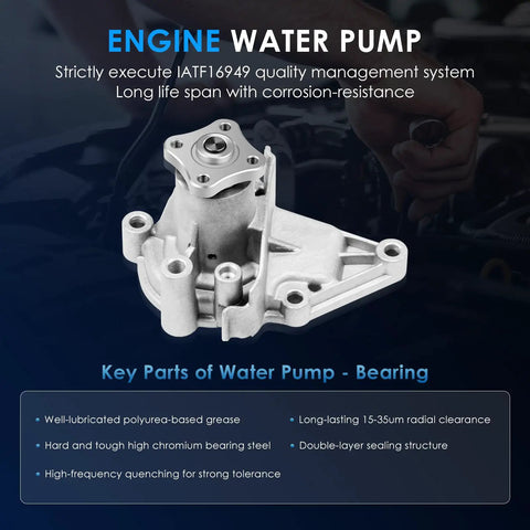 Timing Belt Kit With Water Pump For Hyundai Accent 1.6L 2001 2002 2003 2004 2005 2006 2007 2008 2009 2010 2011 water pump image