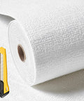 Top Shelf 5Mm Thermal Foam Peel And Stick Wallpaper Roll, white textured roll with utility knife for easy application.