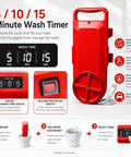Hassle Free Portable Bucket Washer Fits 5 Gallon Cans Fast Cycle Mini Laundry Agitator with digital timer display.