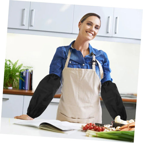 Built Like A Tank Long Arm Sleeves For Welding Mechanics And Shop Work Heavy Duty Cover For Painting Gardening Or Kitchen Mess Easy Clean Oil Proof Arm Guards With Stretchy Elbow Bands Black Two Pack