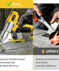Heavy Duty Cordless Metal Shears Compatible With 21V Max Batteries cutting metal with ergonomic handle and high work efficiency.