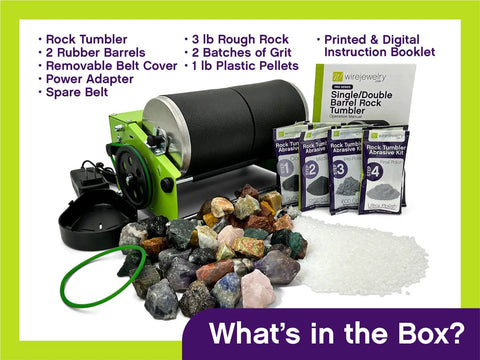 Pro Series Double Barrel Rock Tumbler Kit With 3 Pound Gemstone Mix And Two Batches Of Four Step Grit And Polish With Plastic Pellets