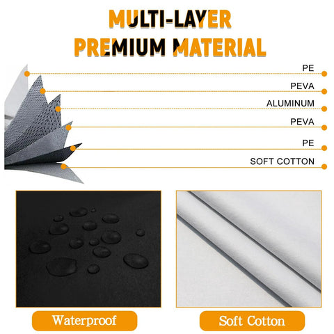 Kistrba cab car cover for mid-size crew cab trucks; waterproof multi-layer fabric with soft cotton lining