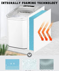 Portable Countertop Ice Maker Dishing Out Bullet Ice Keeps Your Squad Cool By Producing 40 Pounds Daily In Jiffy, showcasing high-density insulation technology.