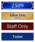 Set of 4 colored wall signs with numbers and text for office or home, displayed in 2x8 inch clear acrylic holders.