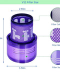Upgrade Your Dyson V11 Torque Drive Replacement Filter Pack 2 Count For SV14 Animal And V15 Detect Cordless Vacuums filter size diagram