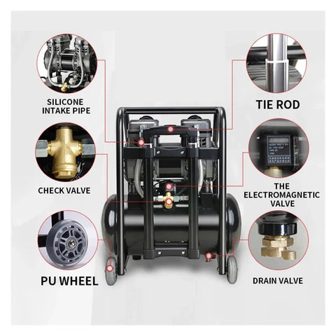 Top Rated Silent Air Compressor Pump For Home Use Oil Free Engine Low Noise Small Industrial Grade Design Portable And Easy To Store With Consistent Pressure Performance And Durable Long Lasting Build Quality