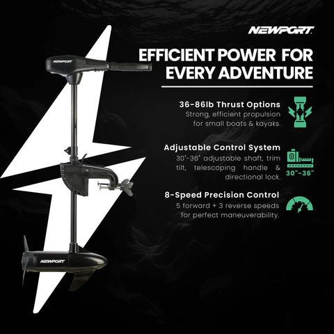 36 Lb Thrust Saltwater Trolling Motor For Kayak Canoe Small Boat Transom Mount Electric Motor With LED Battery Indicator