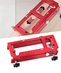 Adjustable Router Jig For Doors With Aluminum Hinge Mortising Template Kit And Precision Depth Gauge for 2.5 to 5 inch hinges, red aluminum