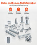 Top Rated 2250 Piece Bolts And Nuts Assortment Kit Including Metric And Imperial Machine Screws Plus Flat Washers In Alloy Steel For Shop Builds And Garage Fixes Galvanized White Finish showing variety of bolts, nuts, and washers.