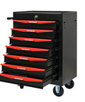 Professional 7 Drawer Rolling Tool Chest with Smooth Gliding Casters and Slick Powder Coated Steel Finish for Garage Crews and Badass Workshop Storage Setup.