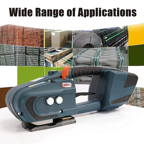 Heavy Duty Electric Welding Strapping Tool For PP PET Bands handheld tool with adjustable tension for various packaging projects.