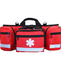 Red Outdoor Belt Bag with Big Capacity for Hiking and Camping, Durable Oxford Cloth Pouch with Reflective Safety Strip