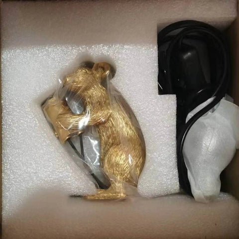 Kid Friendly Gold Finish Cute Mouse Desk Lamp With E12 LED Bulb Included in packaging with power cord