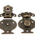 Two Pack Key Hasp Lock Antique Brass For Wooden Jewelry Boxes And Gift Boxes, Decorative Latch With Screws