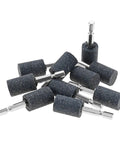 Ten Piece 20mm Aluminum Oxide Cylindrical Mounted Grinding Stones Set With One Quarter Inch Hex Shank For Electric Rotary Tools Drill Grinder Pro Grade Durable For Metal Shaping Deburring And Precision Work